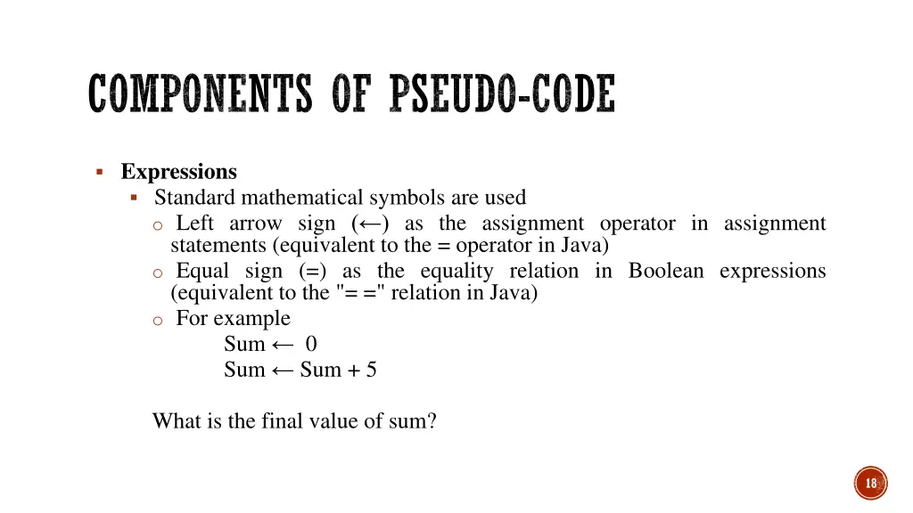 components of pseudo code