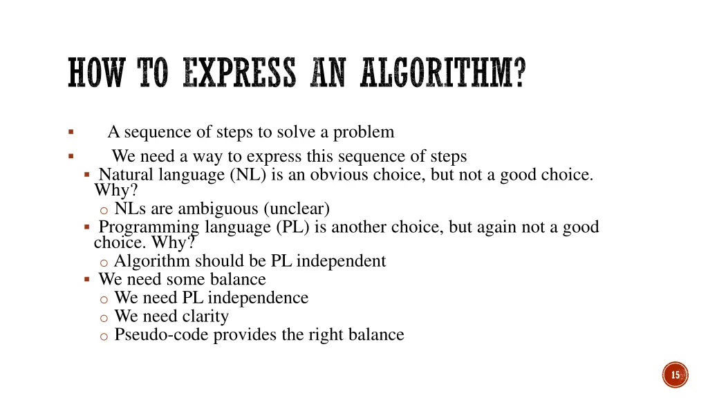 how to express an algorithm