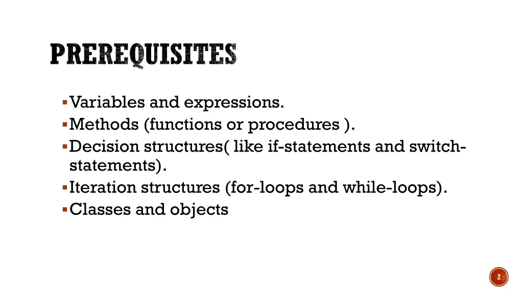 prerequisites