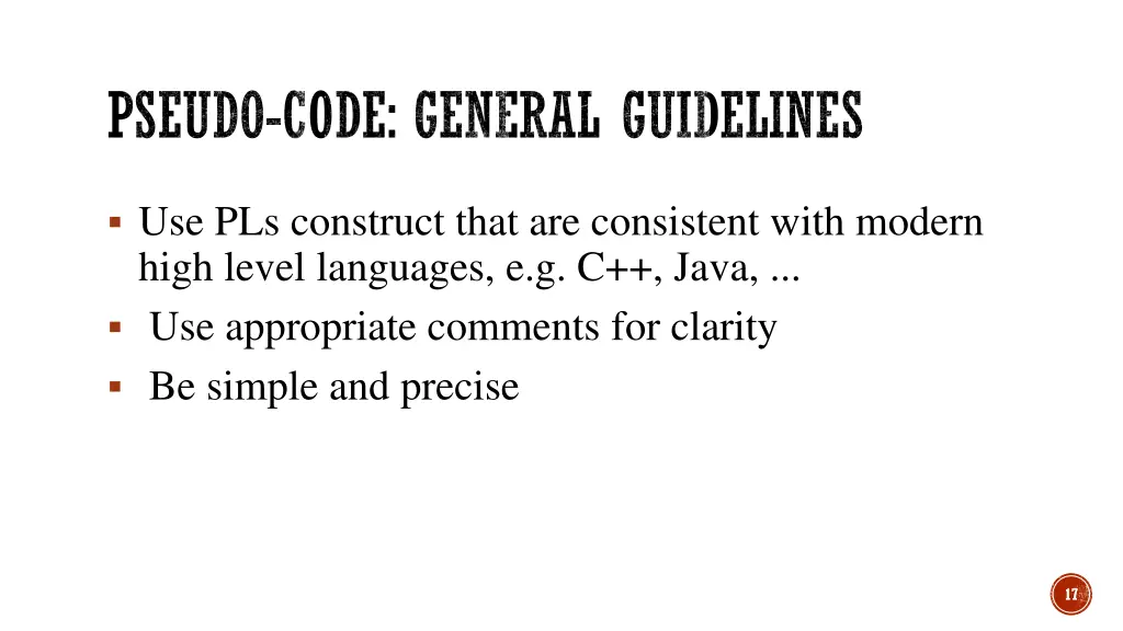 pseudo code general guidelines
