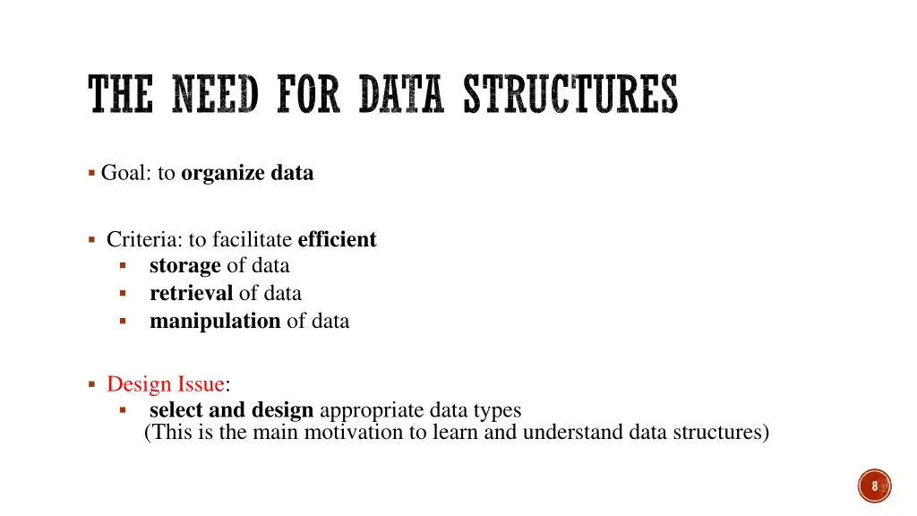 the need for data structures