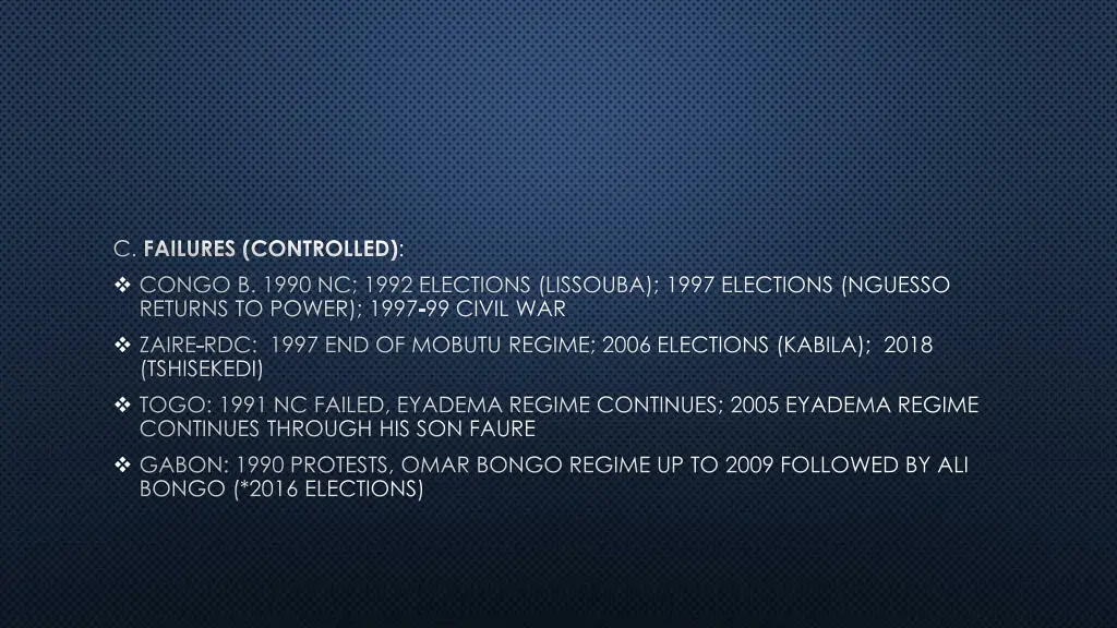 c failures controlled congo b 1990 nc 1992