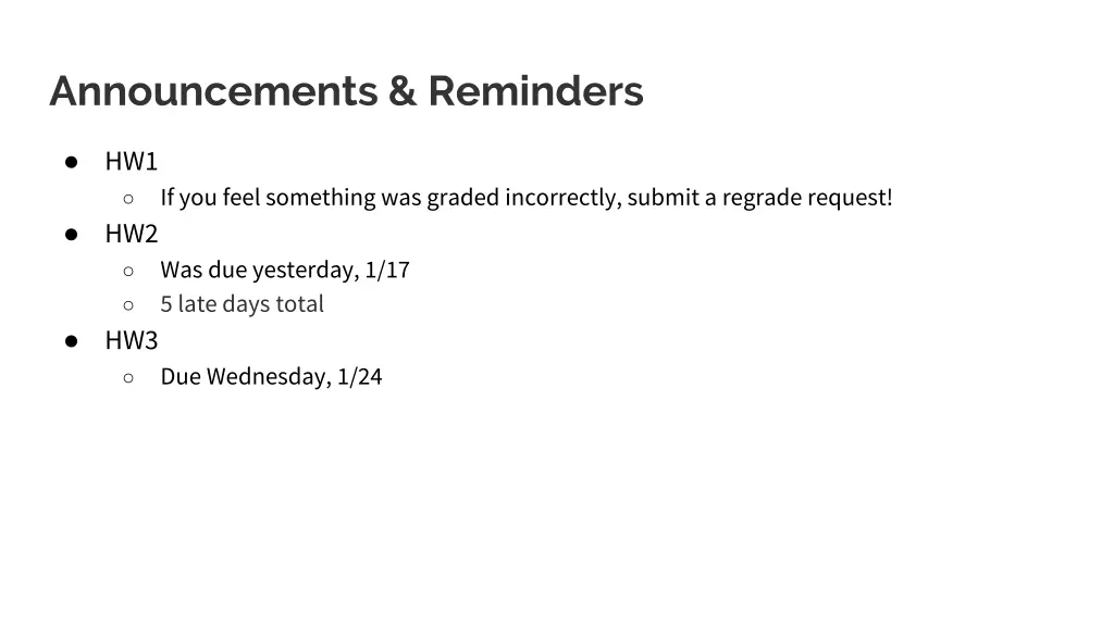 announcements reminders