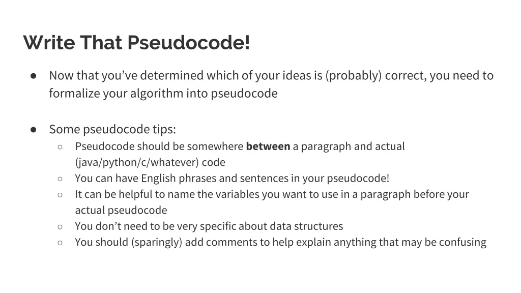 write that pseudocode