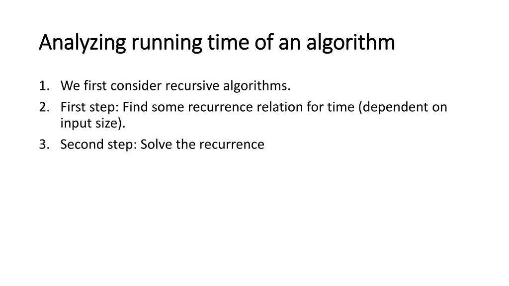 analyzing running time of an algorithm analyzing