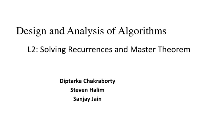 design and analysis of algorithms
