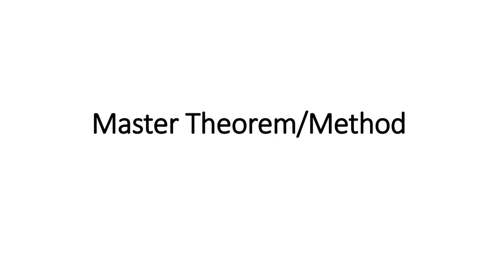 master theorem method master theorem method