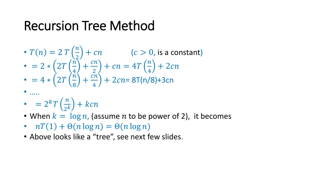 recursion tree method recursion tree method