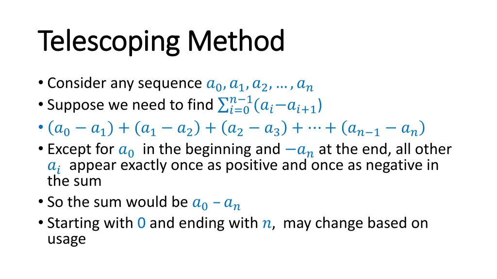 telescoping method telescoping method 1