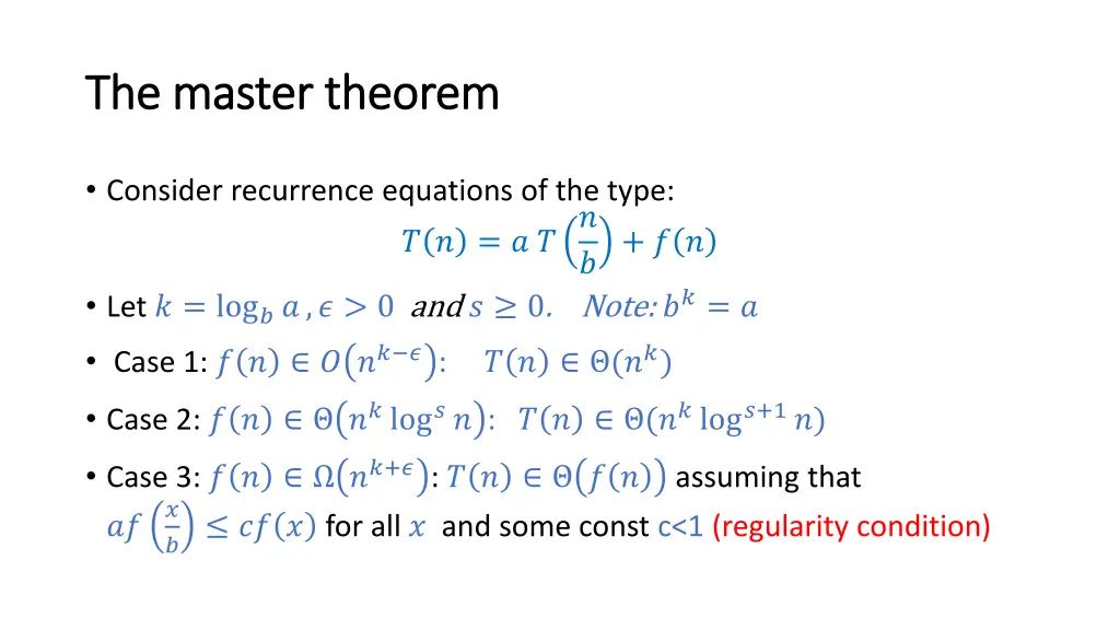 the master theorem the master theorem 1