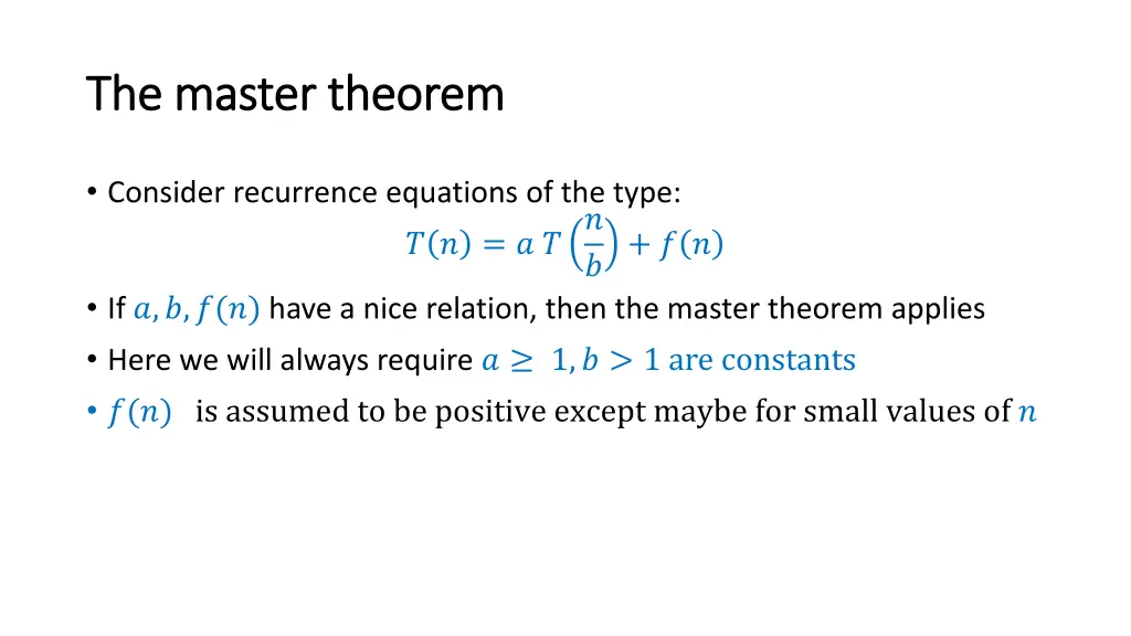 the master theorem the master theorem