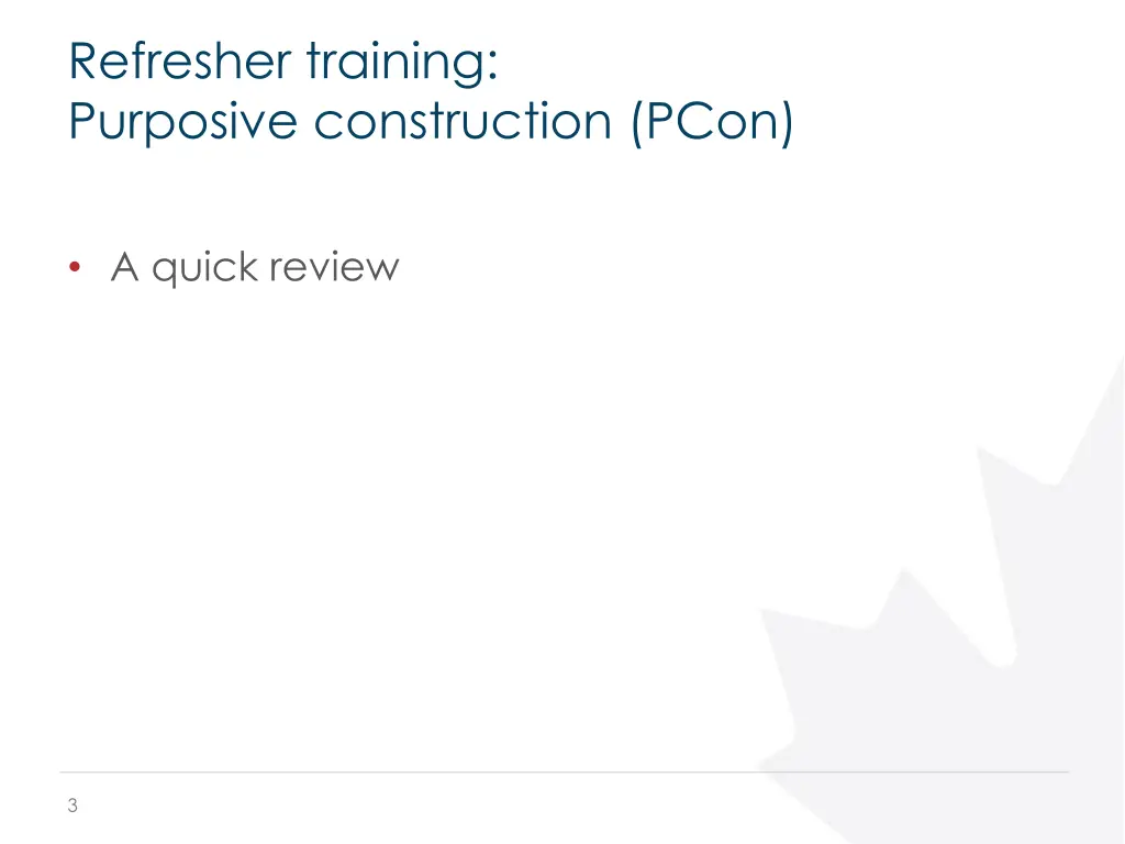 refresher training purposive construction pcon