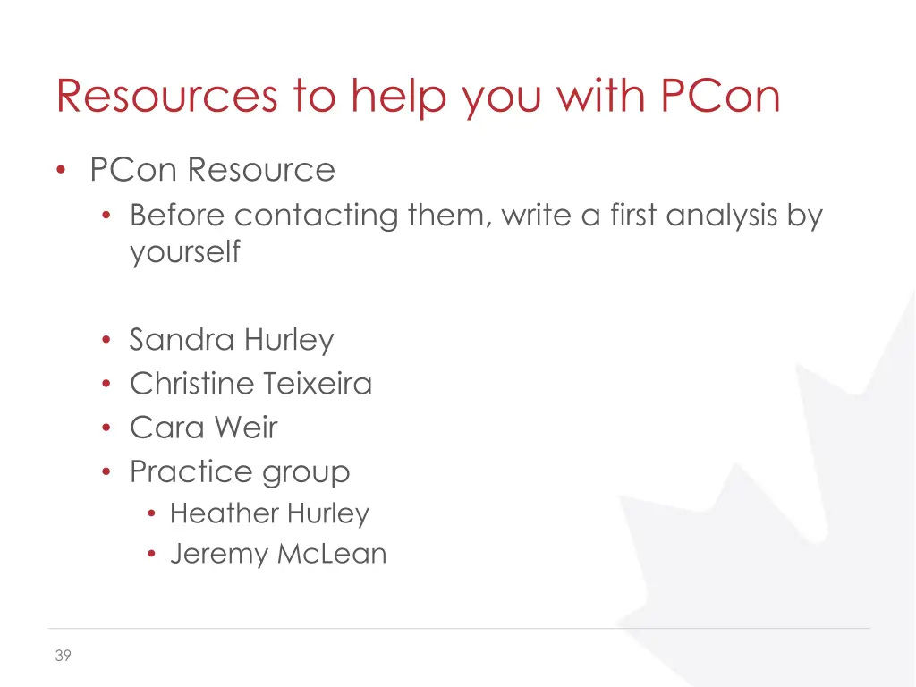 resources to help you with pcon