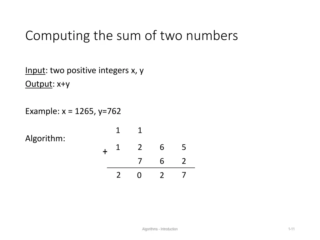computing the sum of two numbers