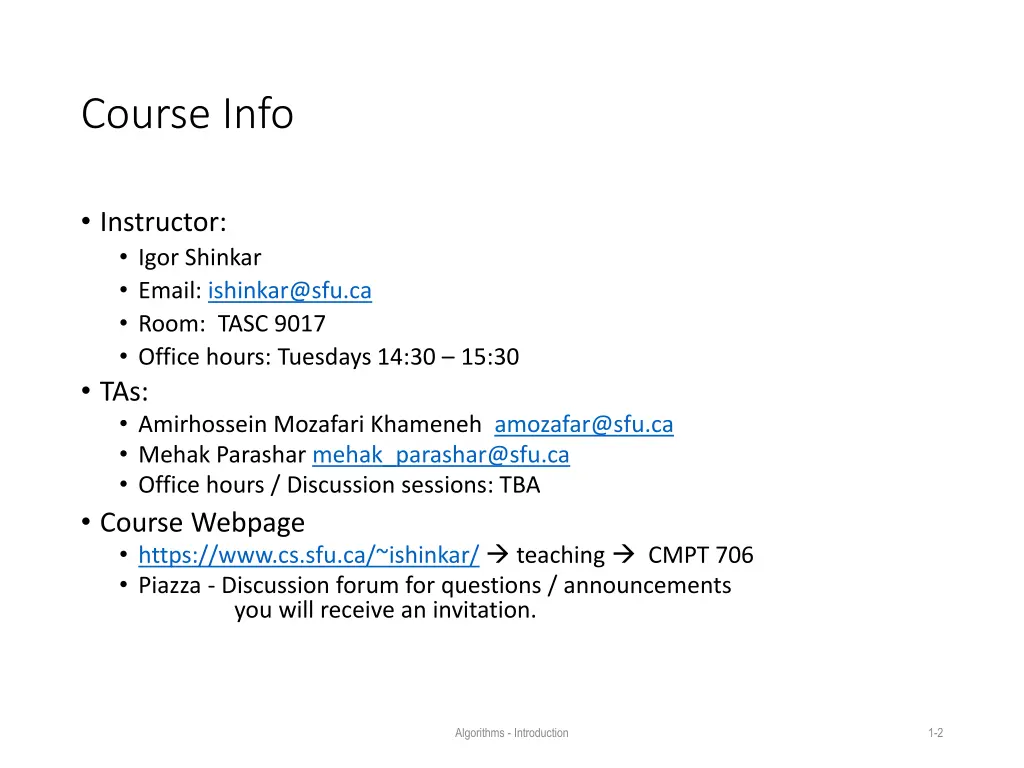course info