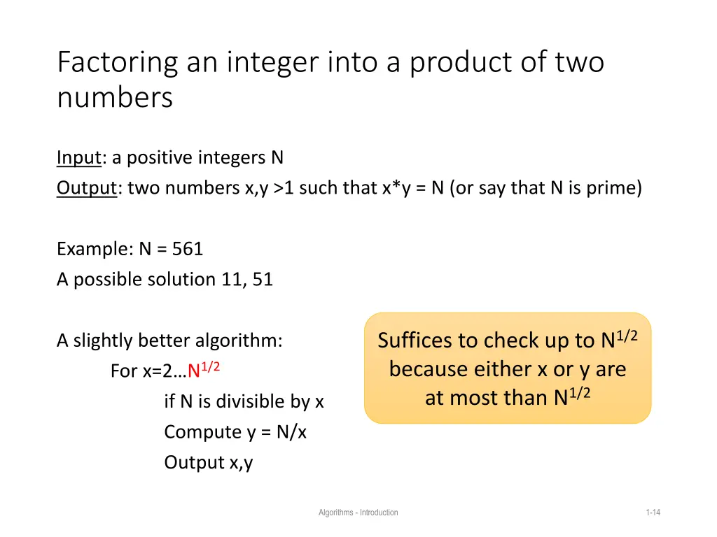 factoring an integer into a product of two numbers 1