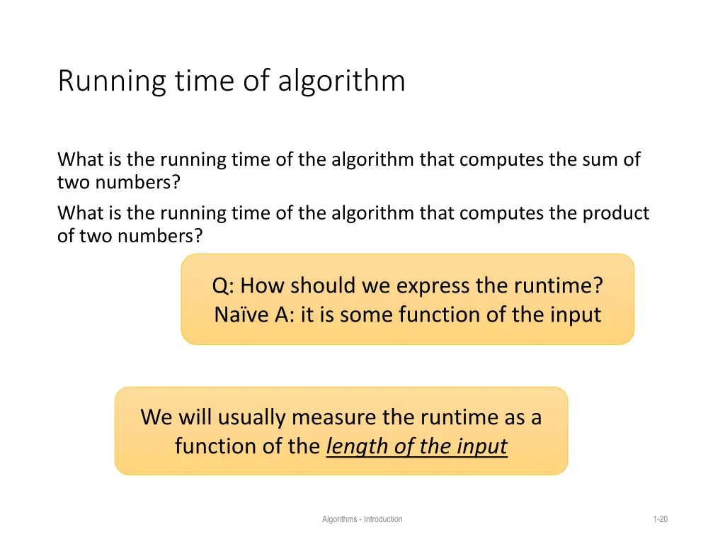 running time of algorithm 1