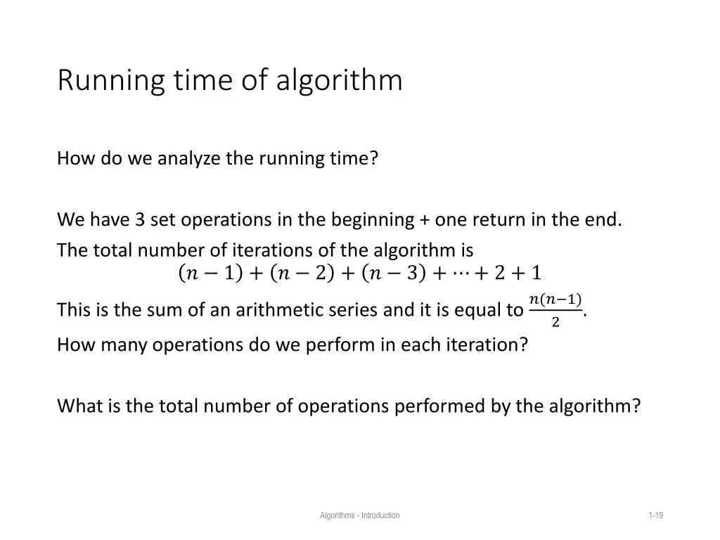 running time of algorithm
