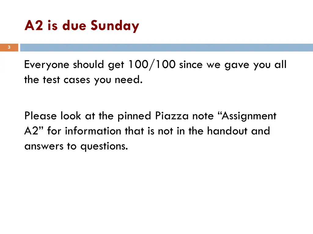 a2 is due sunday