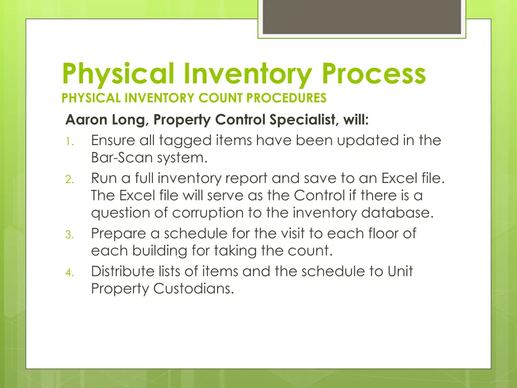 physical inventory process physical inventory
