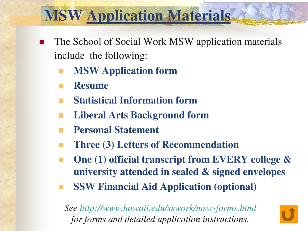 msw application materials