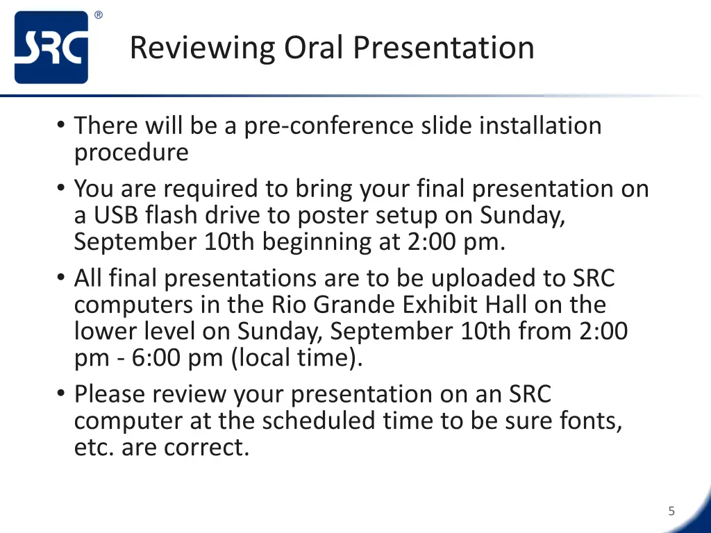 reviewing oral presentation