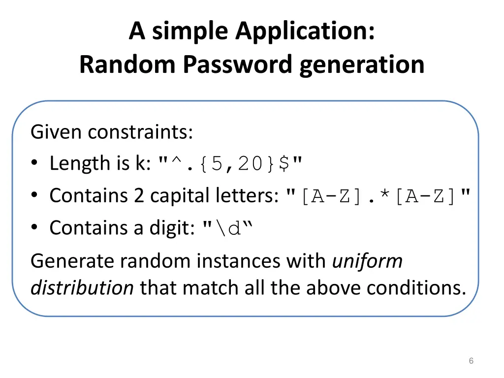 a simple application random password generation