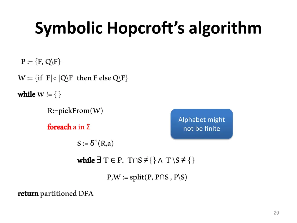 symbolic hopcroft s algorithm