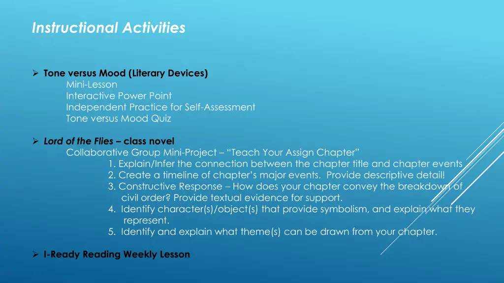 instructional activities