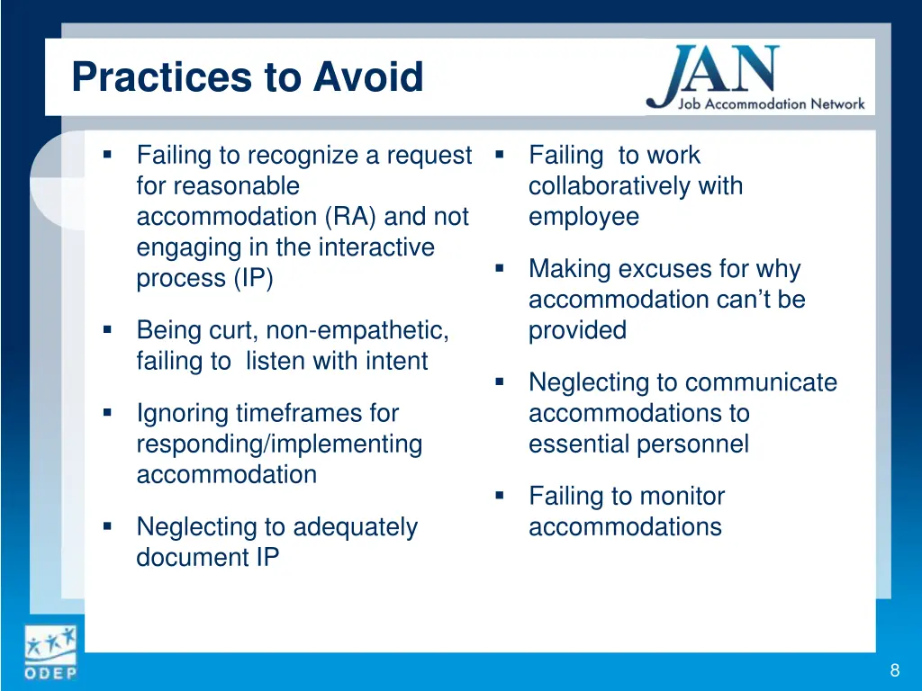 practices to avoid