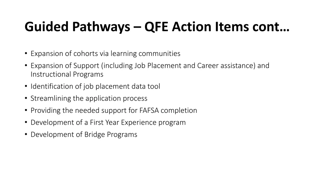 guided pathways qfe action items cont