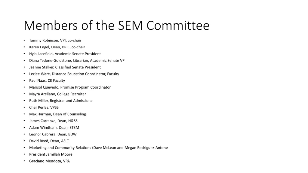 members of the sem committee