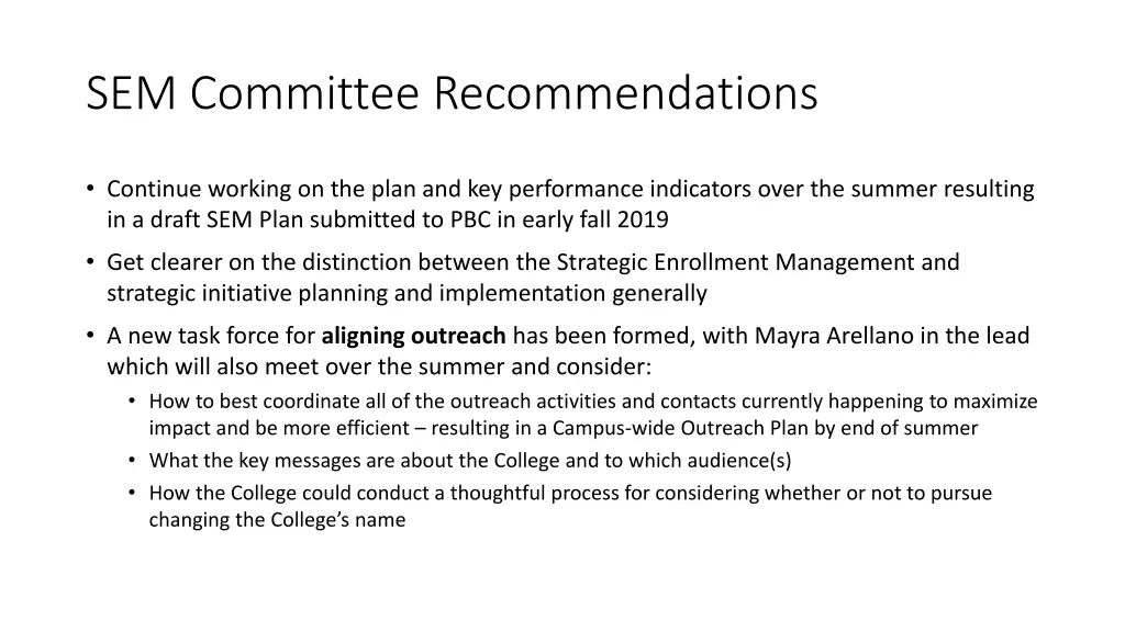 sem committee recommendations