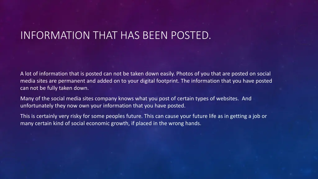 information that has been posted