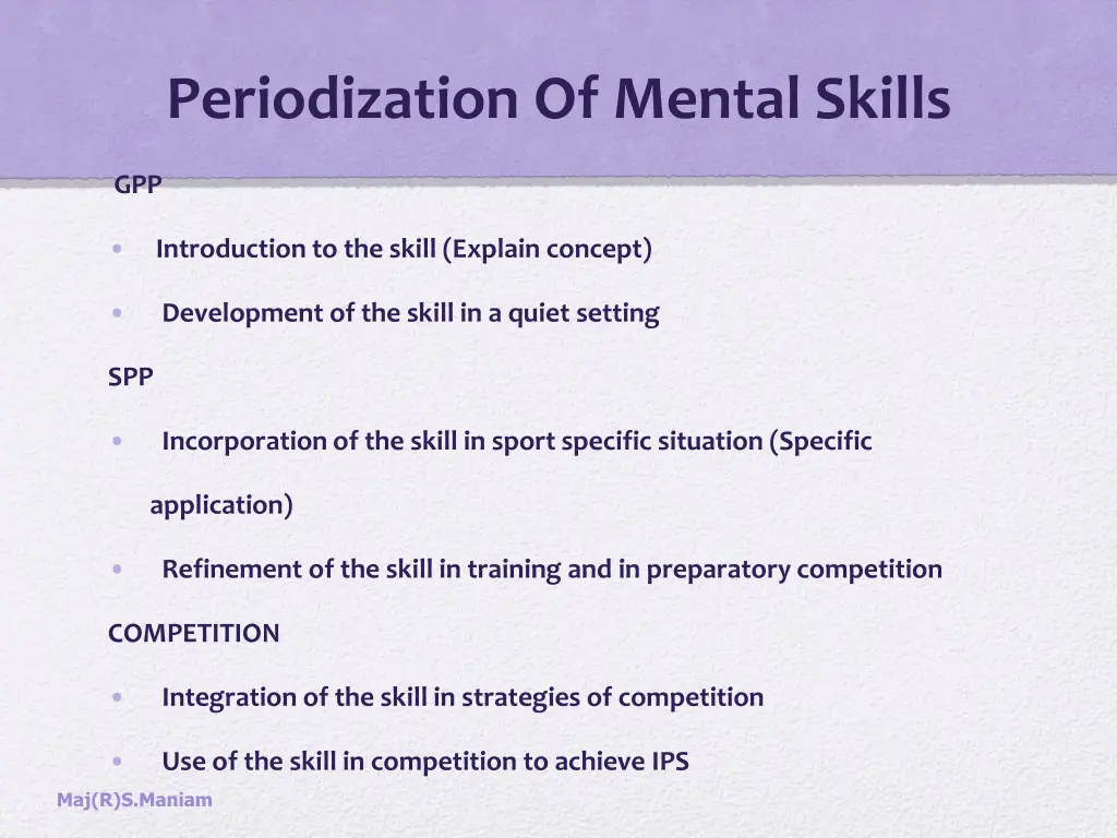 periodization of mental skills