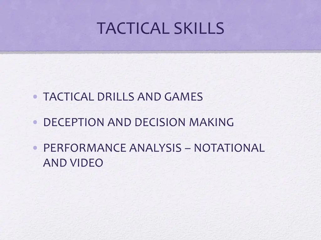 tactical skills