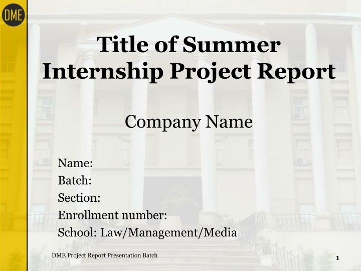 title of summer internship project report