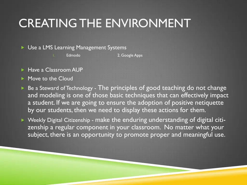 creating the environment