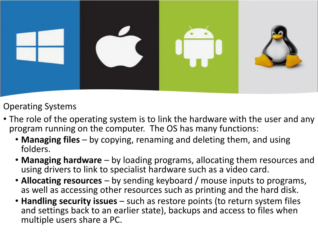operating systems the role of the operating