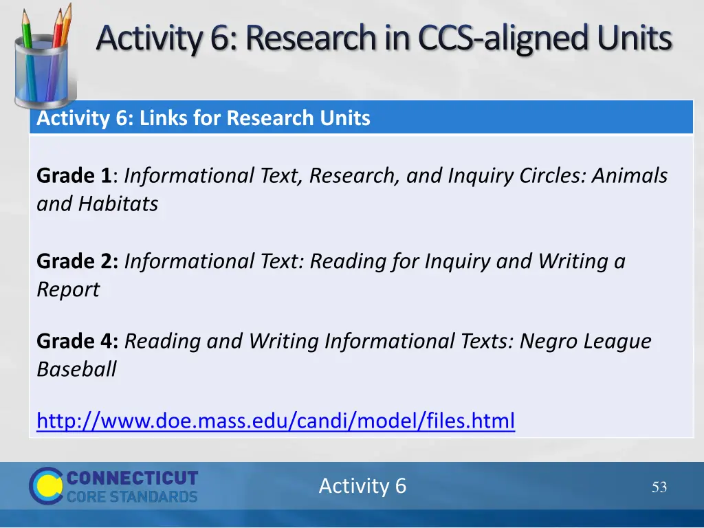 activity 6 research in ccs aligned units 1