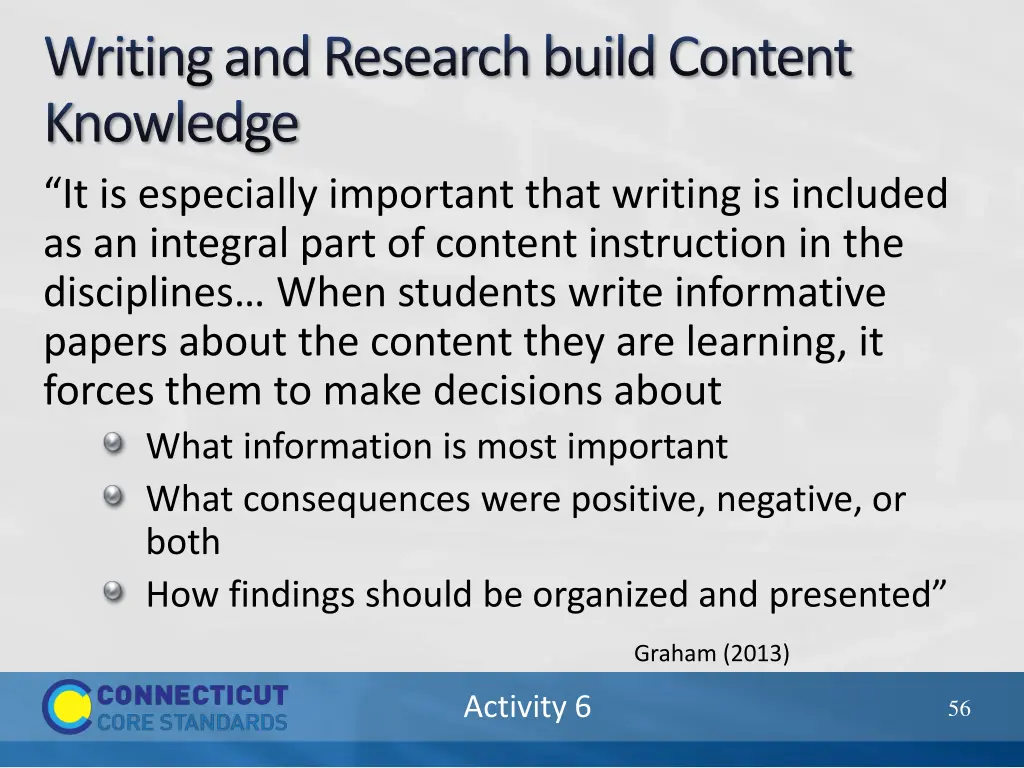 writing and research build content knowledge