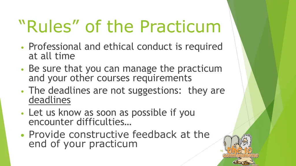 rules of the practicum