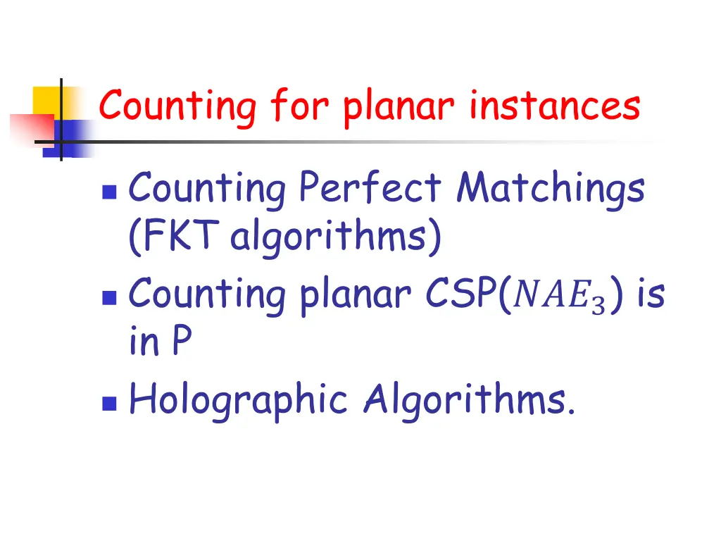 counting for planar instances