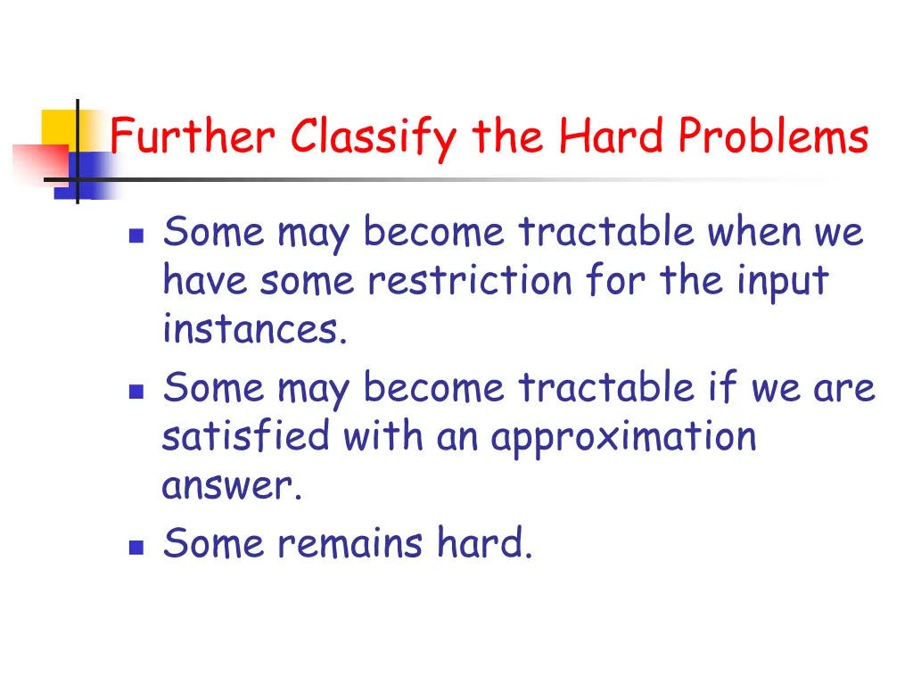 further classify the hard problems