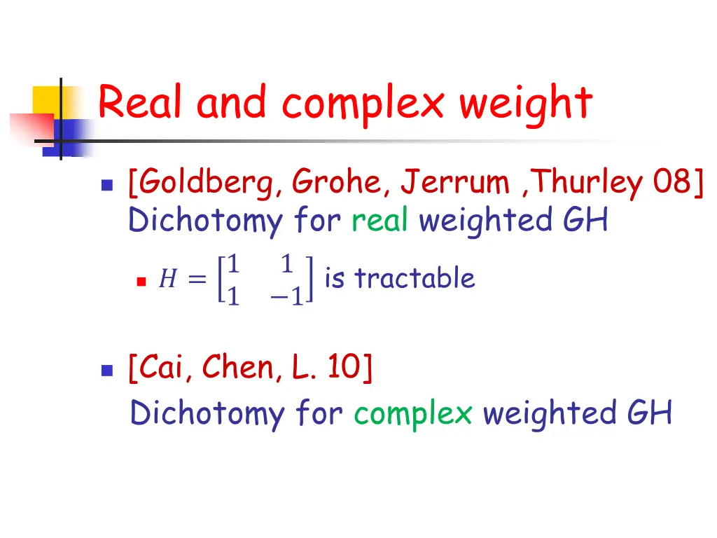real and complex weight