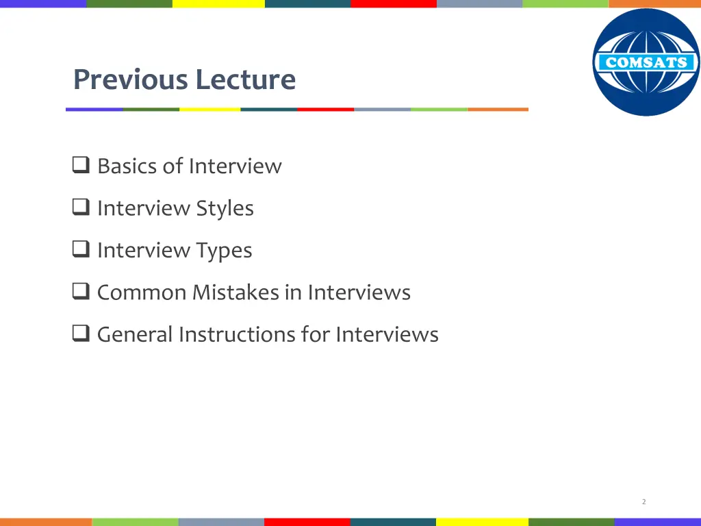 previous lecture