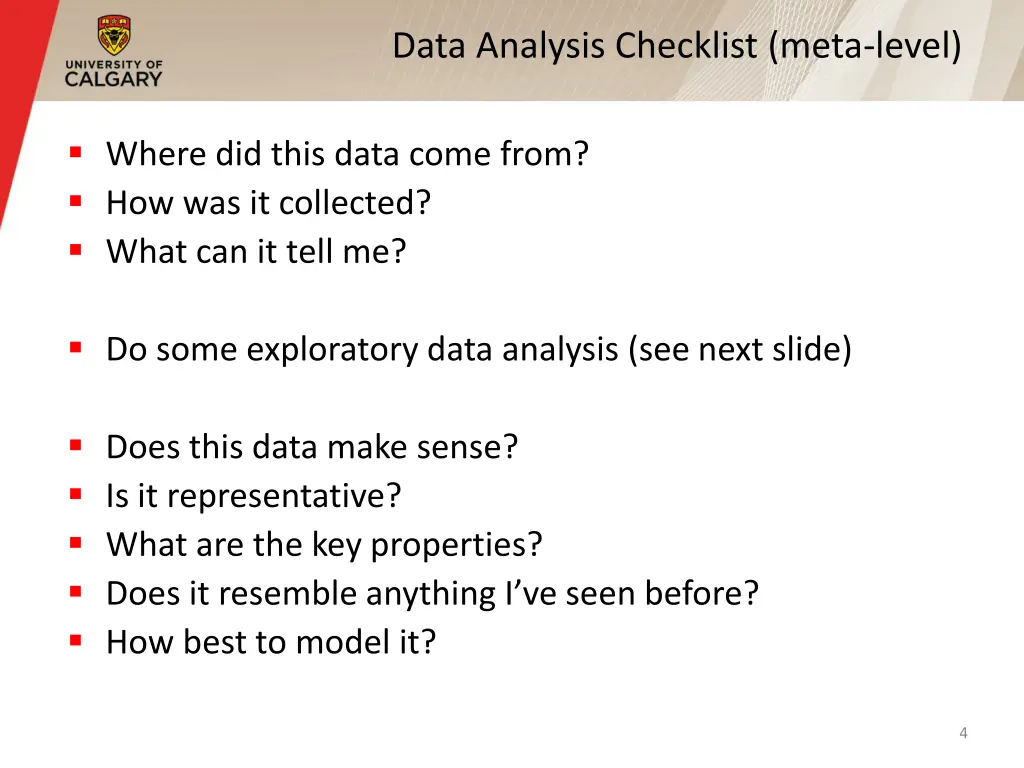 data analysis checklist meta level