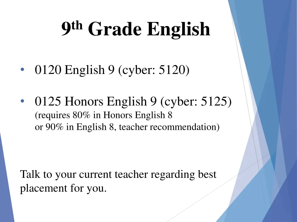 9 th grade english