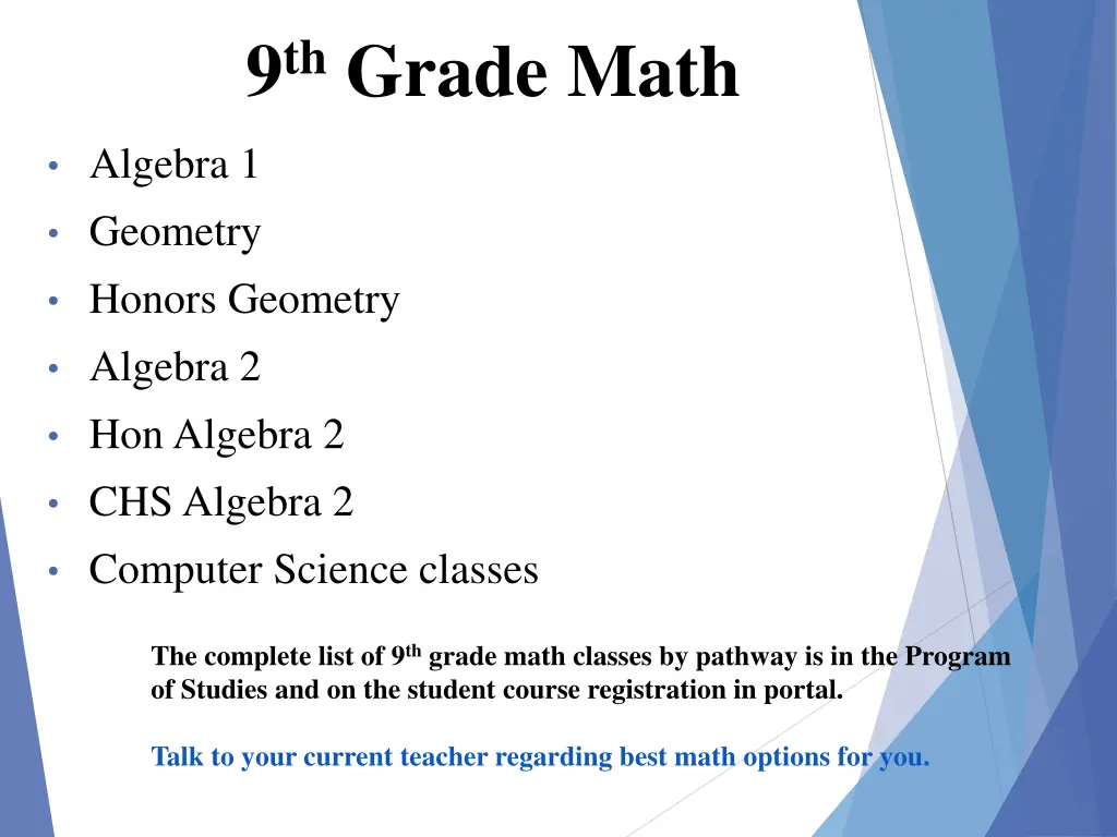 9 th grade math