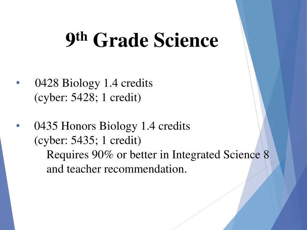9 th grade science
